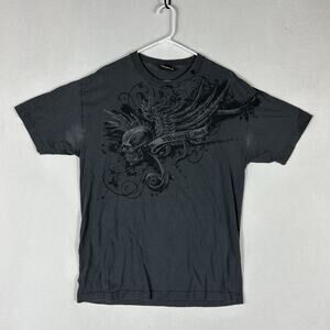 Miami Ink T-Shirt Men's Large Black Skull Tattoo Graphic Asian Script Tee Top